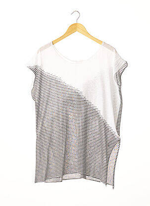 Pull tunique col rond sans manche blanc CREA CONCEPT femme