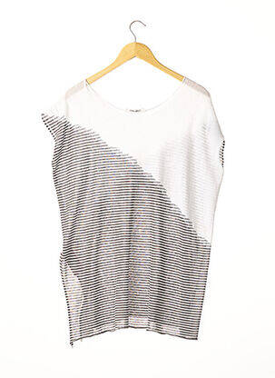 Pull tunique coupe over-size sans manche blanc CREA CONCEPT femme