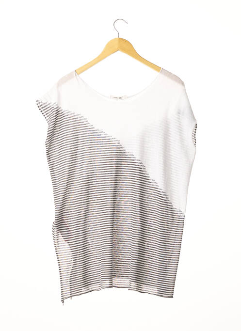 Pull tunique col rond sans manche blanc CREA CONCEPT femme