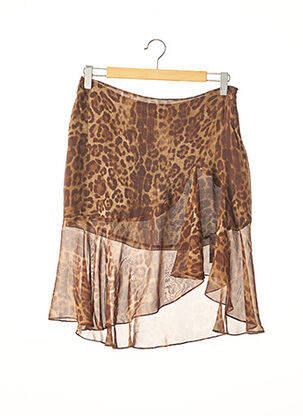 Jupe mi-longue fermeture zip latéral marron GEORGES RECH femme