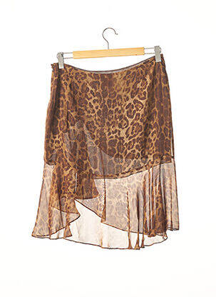Jupe mi-longue fermeture zip latéral marron GEORGES RECH femme