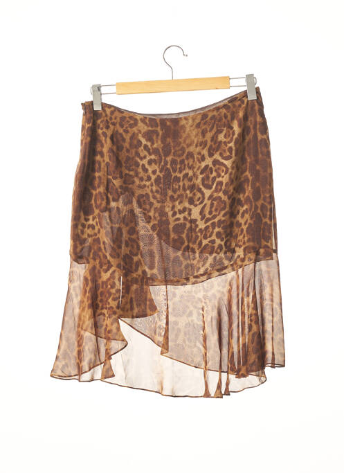 Jupe mi-longue fermeture zip latéral marron GEORGES RECH femme