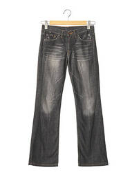 Jeans coupe droite effet usé délavé taille normale noir USED JEANS femme
