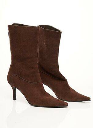 Bottines/boots nubuck talon de 7 à 9cm marron SERGIO ROSSI femme