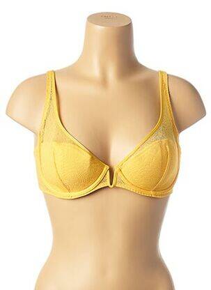 Soutien-gorge tissage dentelle haut soutien-gorge moulé jaune IMPLICITE femme