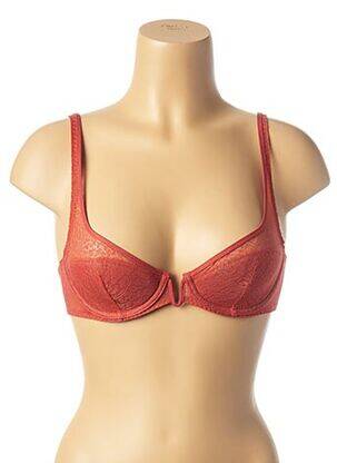 Soutien-gorge tissage dentelle haut soutien-gorge moulé orange IMPLICITE femme