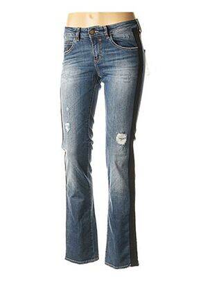 Jeans coupe slim effet usé délavé taille basse bleu BSB femme