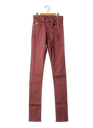 Jeans coupe slim broderie rivets taille haute rouge APRIL 77 femme