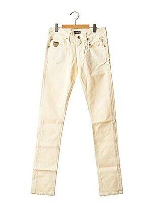 Jeans coupe slim broderie rivets taille haute beige APRIL 77 femme