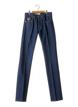 Pantalon droit fermeture zippée sous rabat boutonné taille normale bleu APRIL 77 femme