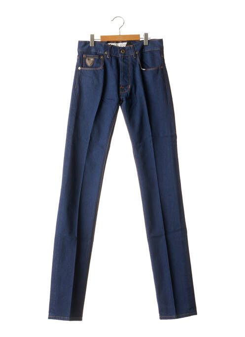 Pantalon droit fermeture zippée sous rabat boutonné taille normale bleu APRIL 77 femme