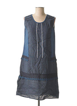 Robe mi-longue sans manche sans manche bleu MADE IN ITALY femme
