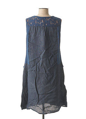 Robe mi-longue sans manche sans manche bleu MADE IN ITALY femme