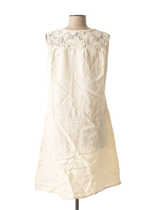 Robe mi-longue beige MADE IN ITALY pour femme
