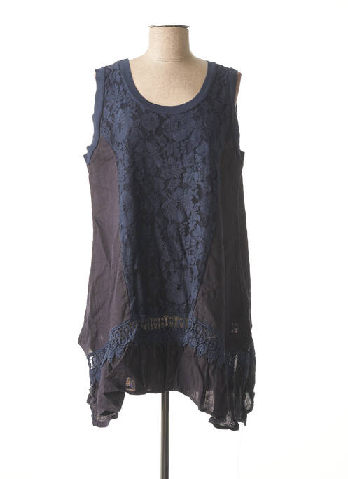 Robe courte sans manche sans manche bleu MADE IN ITALY femme