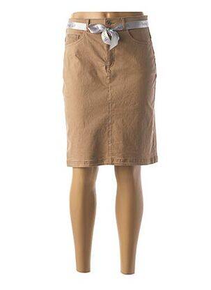 Jupe mi-longue marron BRUNO SAINT HILAIRE femme