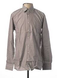 Chemise manches longues imprimé rayures beige JEAN CHATEL homme