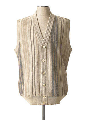 Gilet sans manche fermeture boutonnée sur le devant beige LOUIS FASHION homme