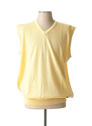 Pull finition bords-côtes sans manche jaune MASELLI homme