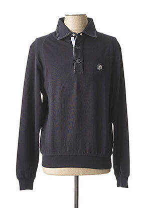 Pull finition bords-côtes manches longues bleu BUGATTI homme
