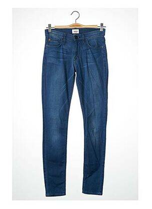 Pantalon 7/8 fermeture zippée sous rabat boutonné taille normale bleu HUDSON femme