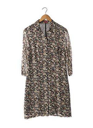 Robe mi-longue imprimé fleurs manches 3/4 noir OLIVIER STRELLI femme