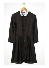 Robe mi-longue manches longues manches longues noir ONE STEP femme