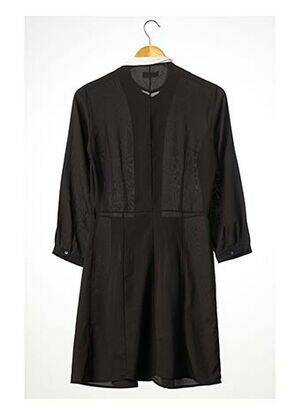 Robe mi-longue tissage crêpe manches longues noir ONE STEP femme