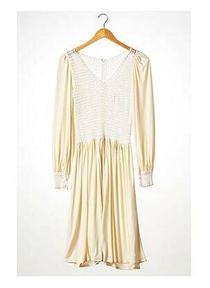 Robe mi-longue manches longues manches longues beige LEWIS HENRY femme