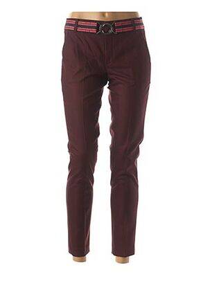 Pantalon 7/8 fermeture zippée sous rabat avec crochet taille basse rouge HOD femme