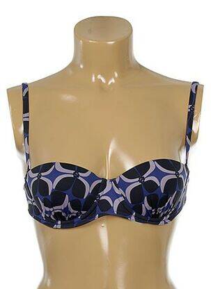 Haut de maillot de bain bretelles élastiquées amovibles haut soutien-gorge moulé bleu KIWI femme