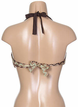 Haut de maillot de bain fermeture liens à nouer haut soutien-gorge moulé marron KIWI femme