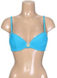 Haut de maillot de bain bretelles élastiquées ajustables haut soutien-gorge push-up bleu ANTIGEL femme