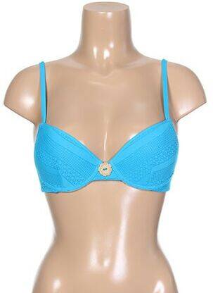 Haut de maillot de bain bretelles élastiquées ajustables haut soutien-gorge push-up bleu ANTIGEL femme
