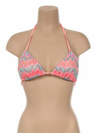 Haut de maillot de bain fermeture liens à nouer haut triangles rose KIWI femme