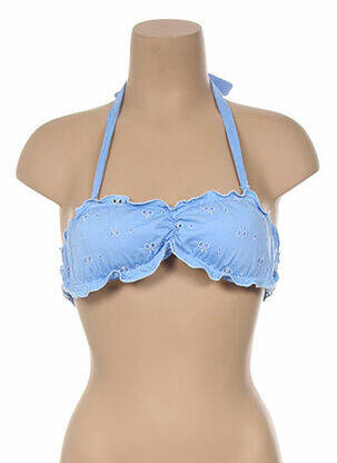 Haut de maillot de bain fermeture liens à nouer haut bandeau bleu KIWI femme