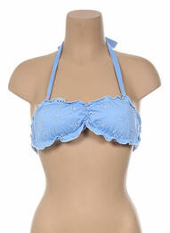 Haut de maillot de bain fermeture liens à nouer haut bandeau bleu KIWI femme