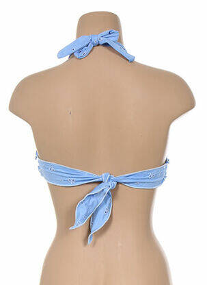 Haut de maillot de bain fermeture liens à nouer haut bandeau bleu KIWI femme