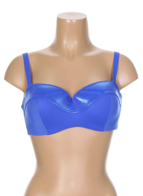 Haut de maillot de bain bretelles élastiquées amovibles haut soutien-gorge moulé bleu ANTIGEL femme