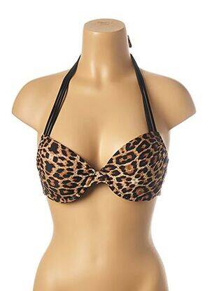 Haut de maillot de bain fermeture liens à nouer haut soutien-gorge push-up beige MON PETIT BIKINI femme