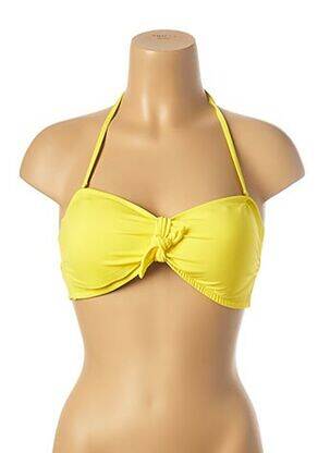 Haut de maillot de bain fermeture liens à nouer haut soutien-gorge moulé jaune MON PETIT BIKINI femme