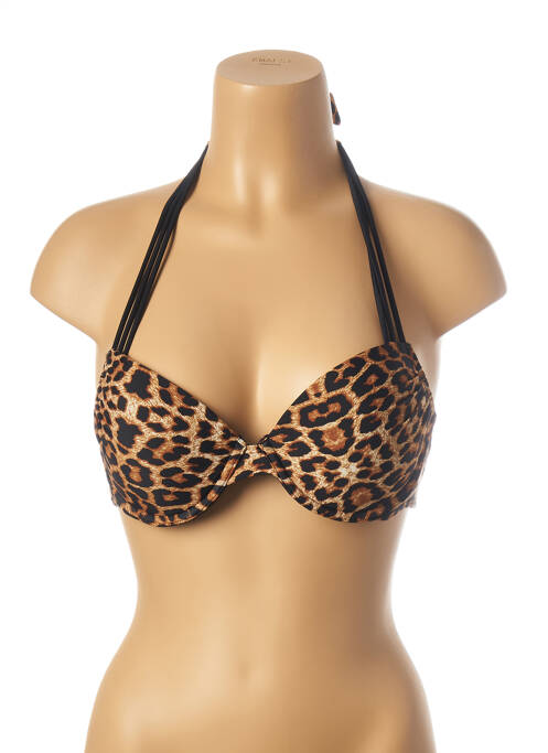 Haut de maillot de bain fermeture liens à nouer haut soutien-gorge push-up beige MON PETIT BIKINI femme
