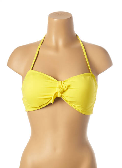 Haut de maillot de bain fermeture liens à nouer haut soutien-gorge moulé jaune MON PETIT BIKINI femme