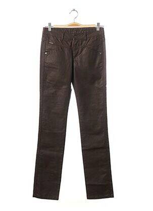 Pantalon slim taille basse taille basse marron ONE STEP femme