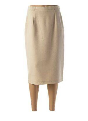 Jupe mi-longue coupe droite beige 20/20 femme
