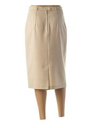 Jupe mi-longue coupe droite beige 20/20 femme