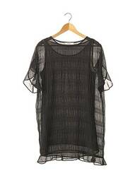 Tunique manches courtes tissage crêpe noir ATHÉ femme