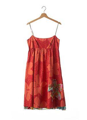 Robe mi-longue imprimé fleurs fines bretelles rouge CHACOK femme