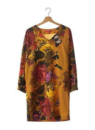 Robe mi-longue imprimé fleurs manches longues jaune CHACOK femme