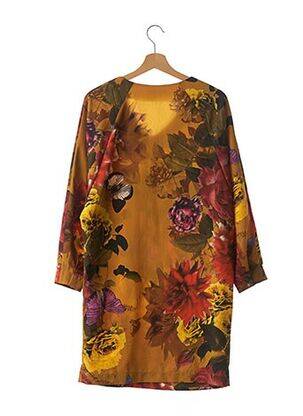 Robe mi-longue imprimé fleurs manches longues jaune CHACOK femme
